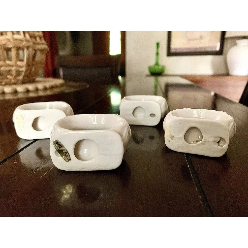 Vtg Ardalt Taiwan Bone China White Butterfly Napkin Rings Set Of 4 Spring Summer